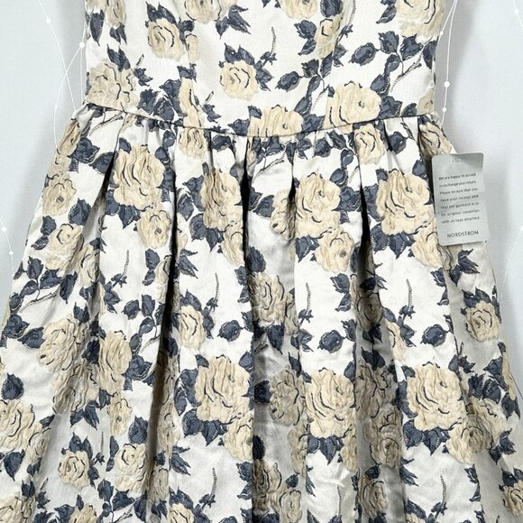NWT Gal Meets Glam Ava Dusty Blue Beige Floral Dress $198 - Picture 7 of 14